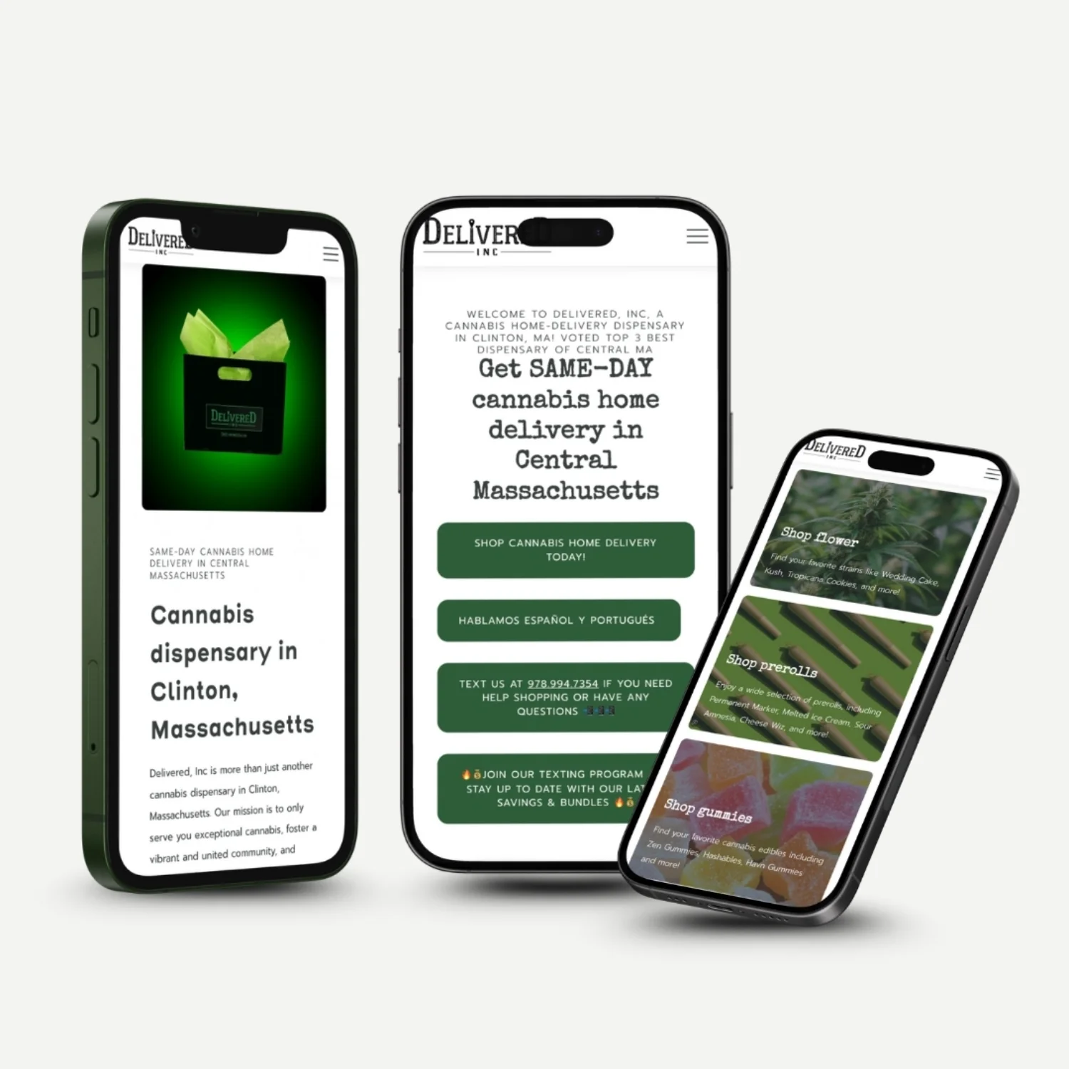 Delivered Inc website - mobile screens