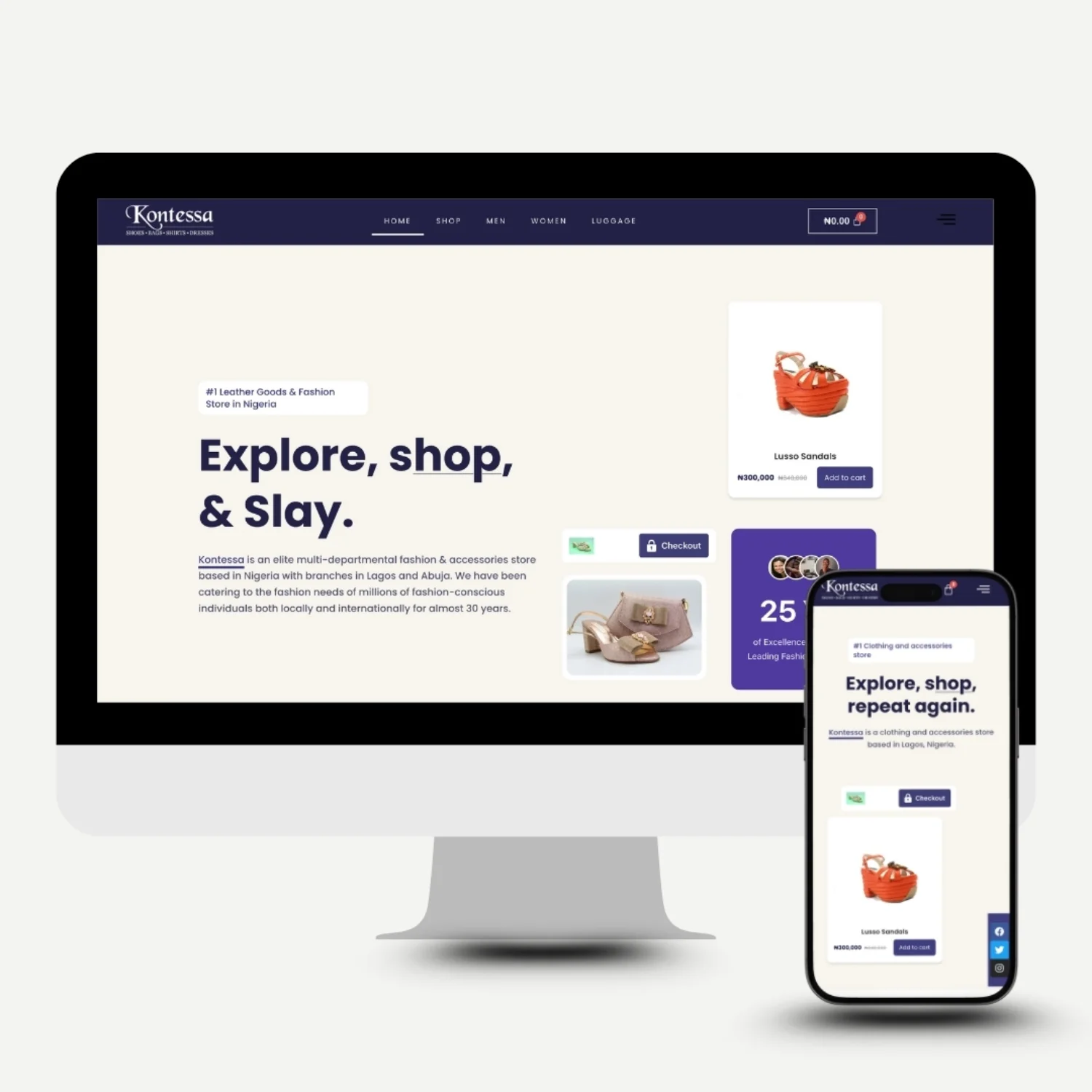 Kontessa fashion e-commerce website
