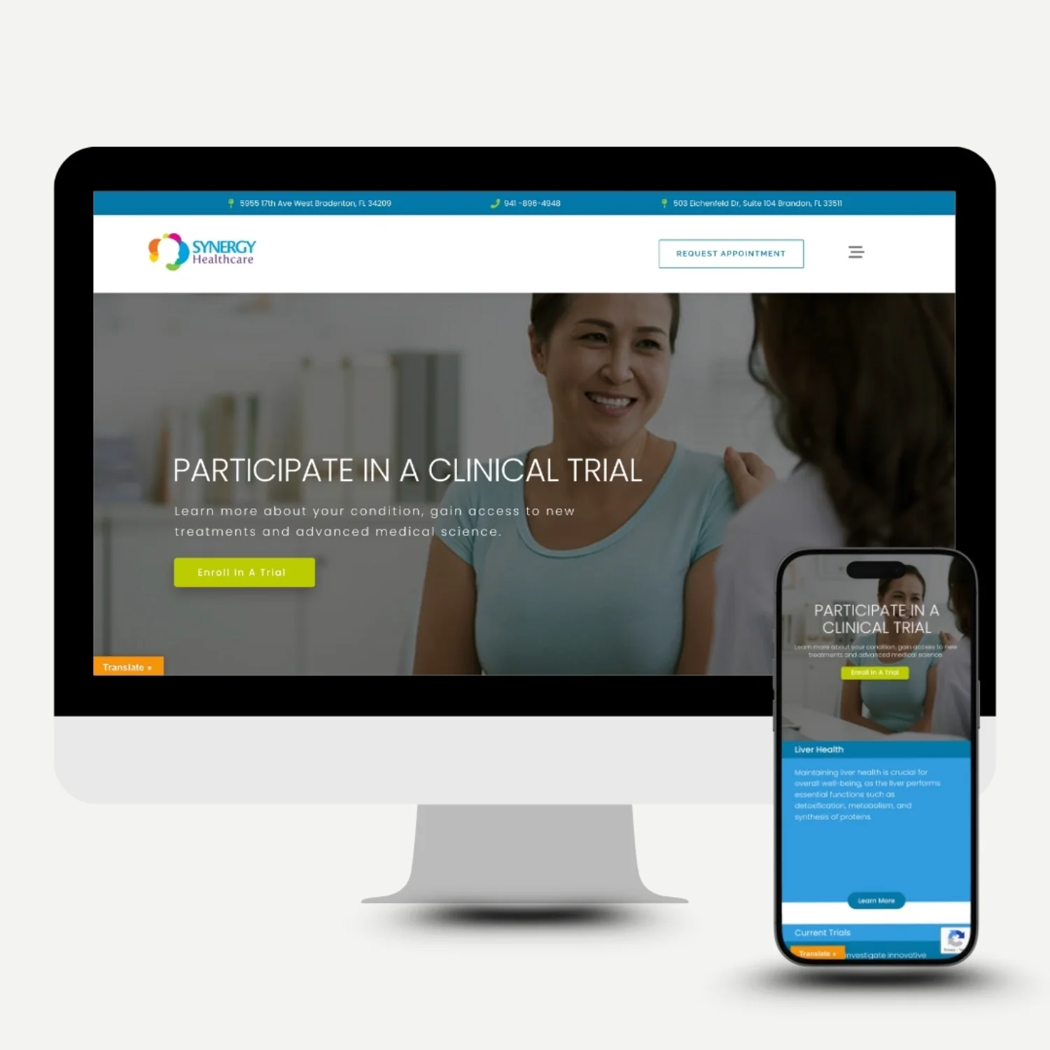 Synergy Healthcare clinical trials website
